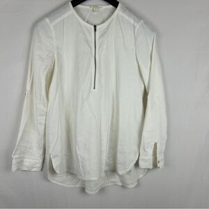 Eileen Fisher organic linen 1/4 zipper blouse top size XS